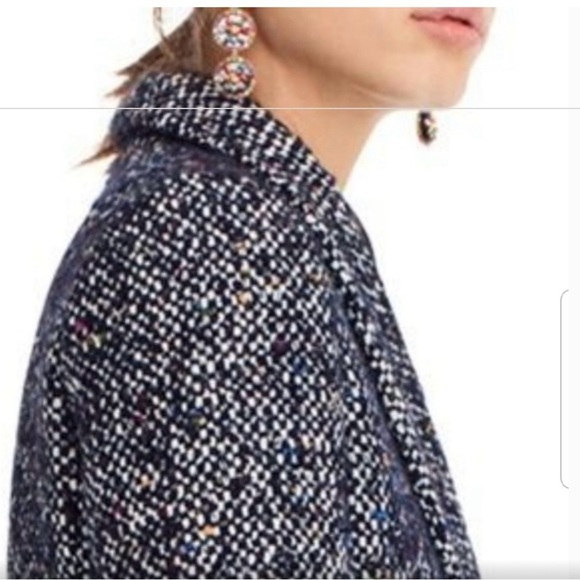 EUC J.Crew Daphne Topcoat In Italian Tweed Jacket In Navy Speckle Women's Size 8 - Picture 2 of 7